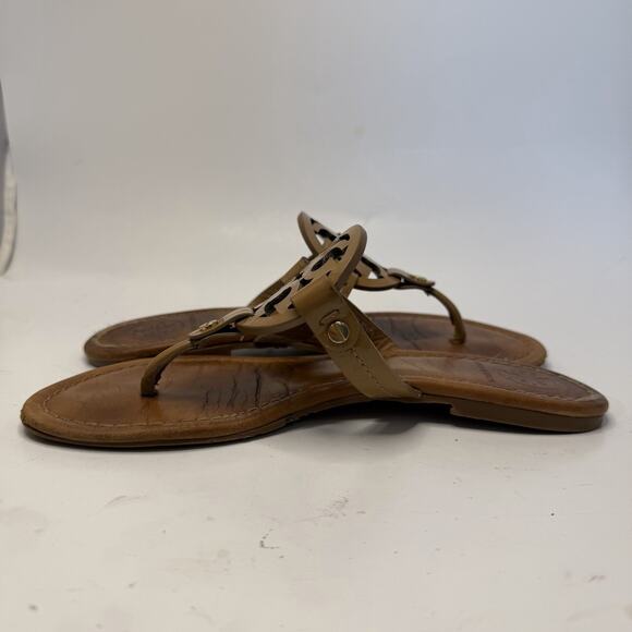 Tory Burch Miller Brown Leather Medallion Flip Flop Sandals Size 7.5 Classic - Picture 8 of 12